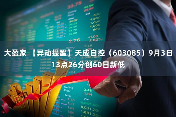 大盈家 【异动提醒】天成自控（603085）9月3日13点26分创60日新低
